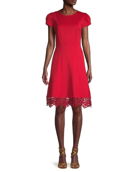Donna Ricco Lace-Trim A-Line Dress