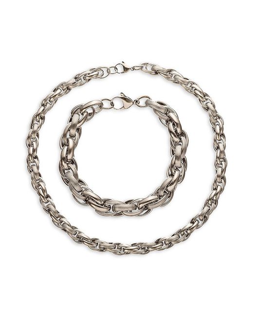 Eye Candy LA Issac 2-Piece Titanium Chain Link Necklace Bracelet Set