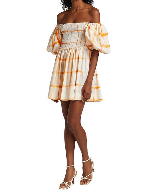Swf Gingham Puff-Sleeve Mini Dress