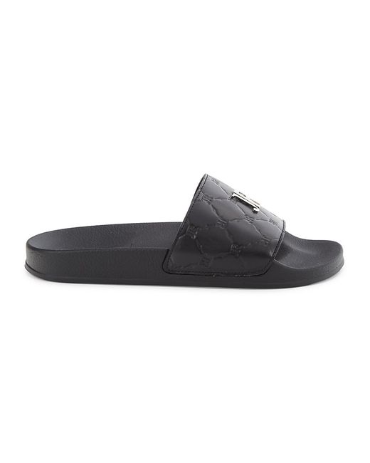 John Richmond Logo Quilted Leather Slides Sandals