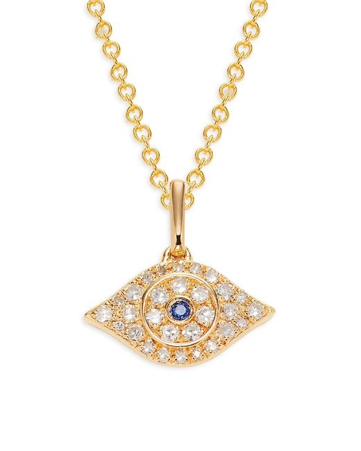 Effy ENY 14K Goldplated Sterling Diamond Sapphire Evil Eye Pendant Necklace