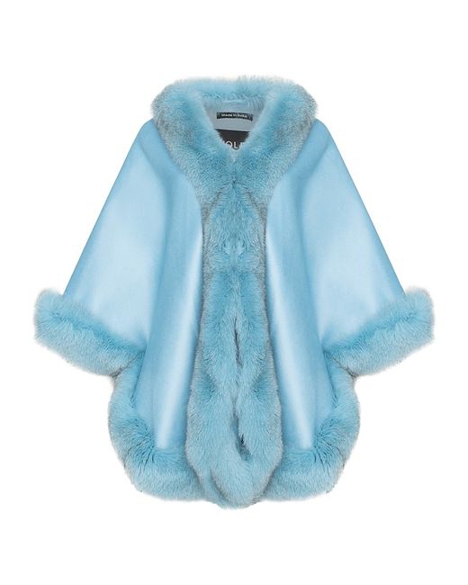 Wolfie Furs Made For Generationstrade Fox Fur-Trim Cashmere Wool Cape