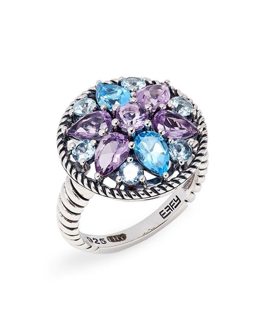 Effy ENY Sterling Multi Stone Floral Ring