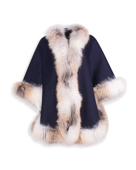 Wolfie Furs Made For Generationstrade Fox Fur-Trim Cashmere Merino Wool-Blend Cape