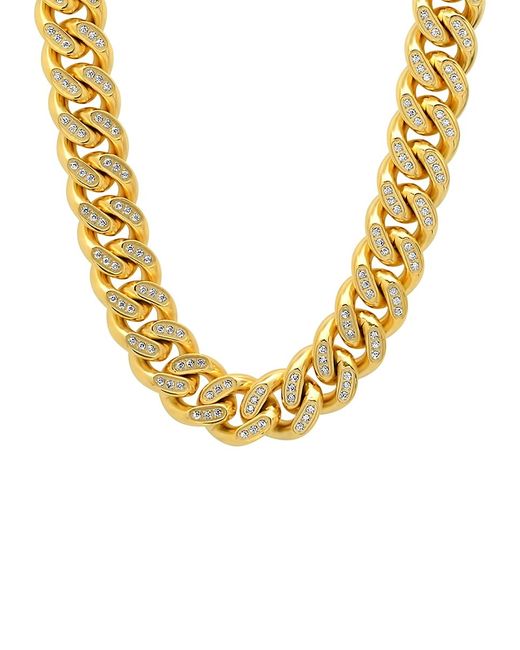 Anthony Jacobs 18K Goldplated Stainless Steel Simulated Diamonds Cuban Link Chain Necklace