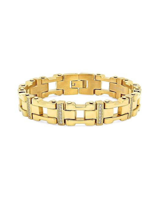 Anthony Jacobs 18K Gold Plated Stainless Steel Cz Bracelet