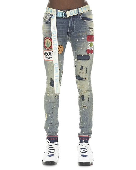 Cult Of Individuality Punk Patchwork Super Skinny Jeans