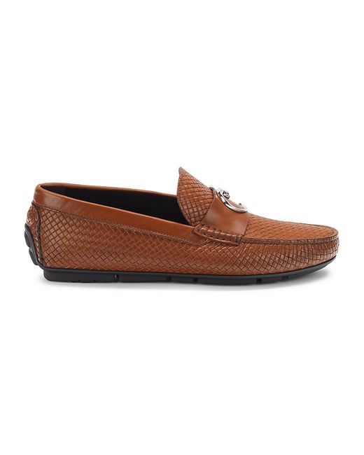 Class Roberto Cavalli Logo Woven Leather Driving Shoes
