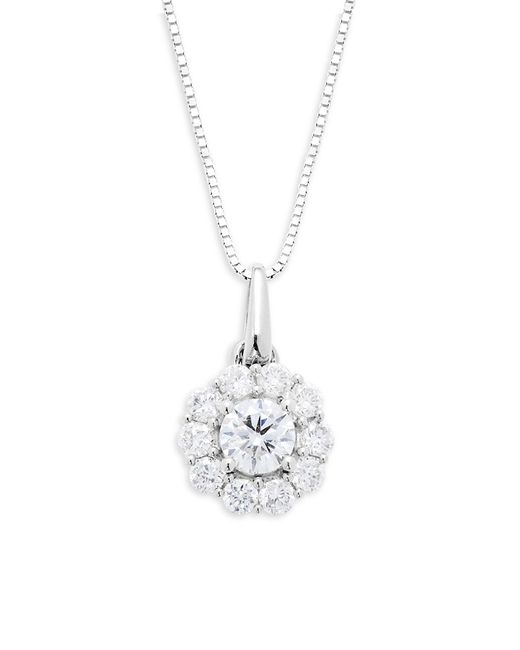 Badgley Mischka 14K 0.50 TCW Lab-Grown Diamond Floral Pendant Necklace