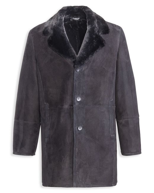 Wolfie Furs Shearling-Trim Single-Breasted Coat