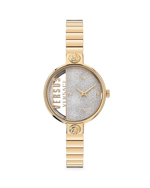 Versus 34MM Rue De Noyez Glitter Goldplated Stainless Steel Bracelet Watch