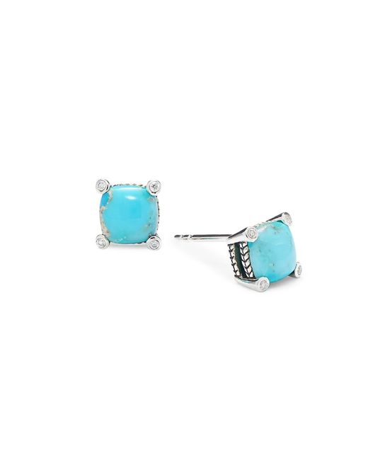 Effy ENY Sterling Turquoise Diamond Stud Earrings