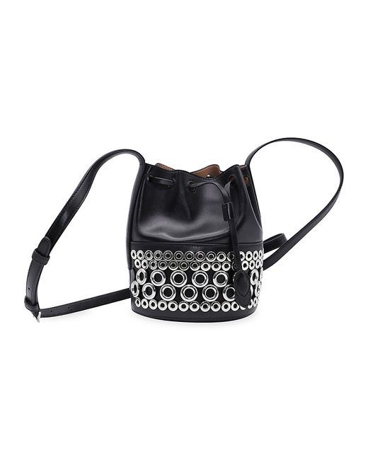 Alaïa Grommet Embellished Drawstring Bucket Bag In Leather