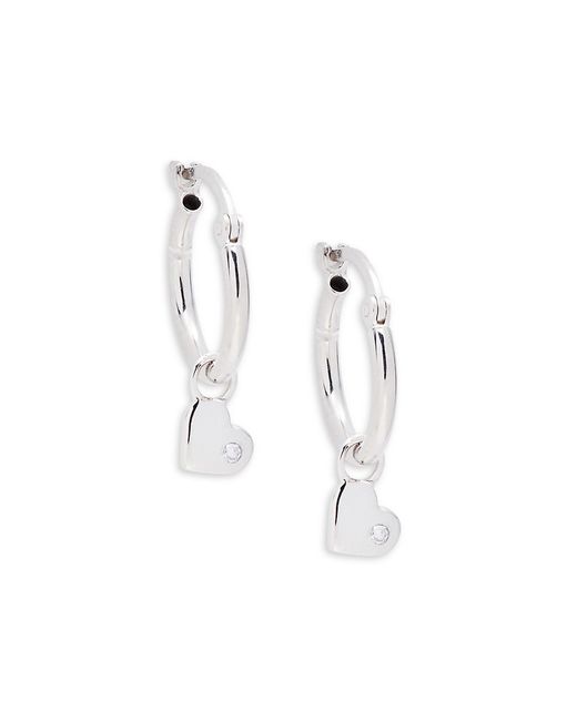 Saks Fifth Avenue 14K 0.02 TCW Diamond Heart Charm Hoop Earrings