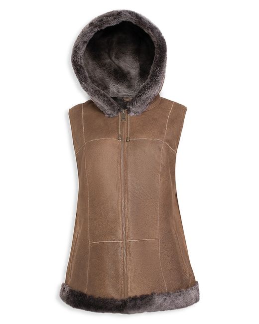 Wolfie Furs Womens Made For Generationstrade Shearling Hooded Vest
