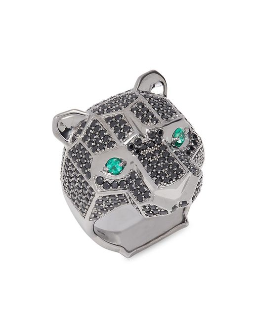 Effy Sterling Silver Emerald Spinel Panther Ring