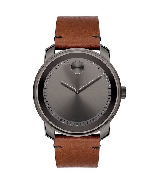 Movado BOLD Stainless Steel Leather Strap Watch