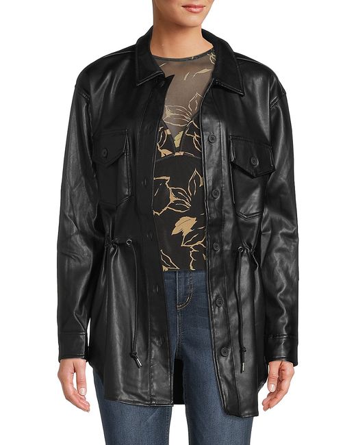 RD style Leighton Faux Leather Shirt Jacket