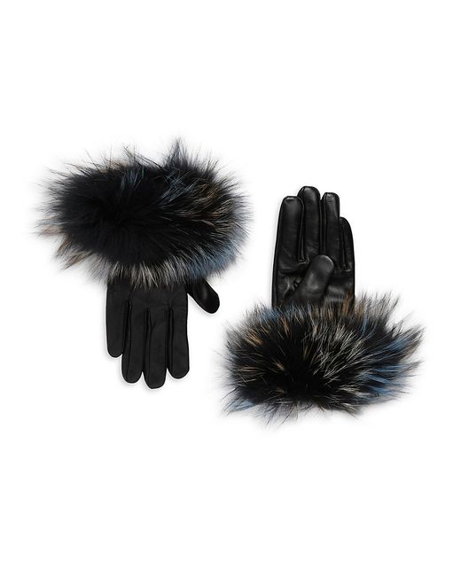 La Fiorentina Fox Fur Trim Leather Gloves
