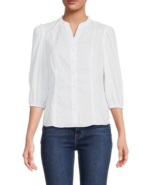 Nanette Nanette Lepore Puff Sleeve Covered Button Blouse