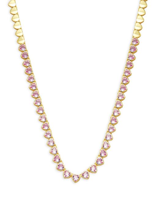 By Adina Eden 14K Goldplated Sterling Cubic Zirconia Heart Tennis Necklace