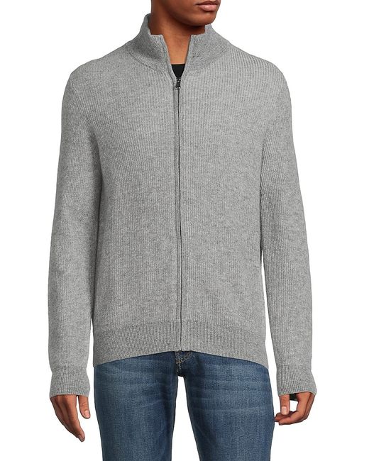 Amicale Ribbed Cashmere Zip Up Cardigan