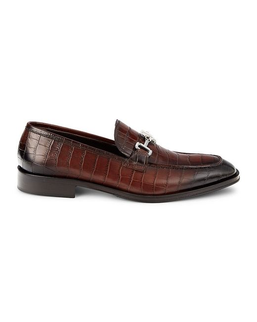 Cavalli Class by Roberto Cavalli Croc Embossed Leather Bit Loafers