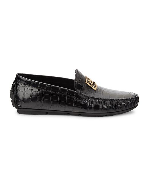 Cavalli Class by Roberto Cavalli Croc Embossed Leather Driving Loafers