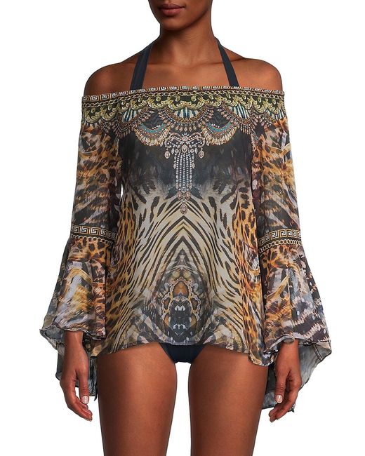 Ranee's Animal-Print Off-The-Shoulder Coverup Top