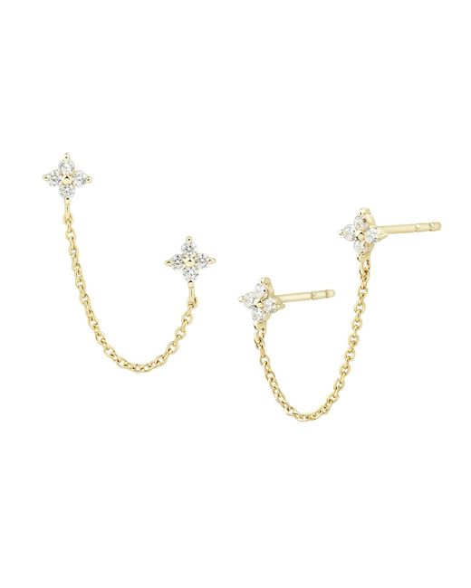Saks Fifth Avenue 14K 0.16 TCW Diamond Clover Drop Chain Earrings