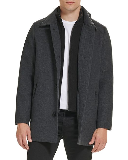 Kenneth Cole Mockneck Sweater Lined Wool Blend Coat