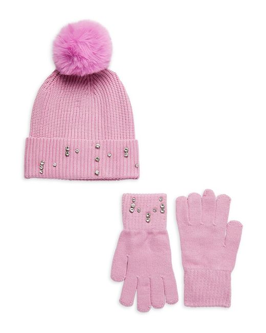 Saks Fifth Avenue 2-Piece Embellished Beanie Gloves Set