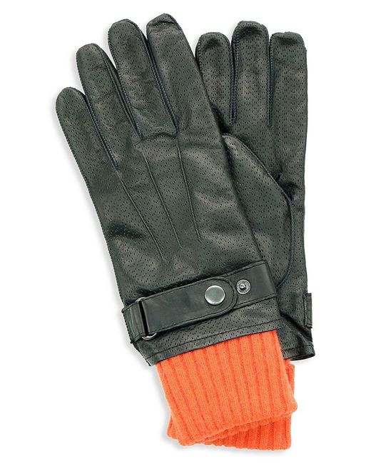 Portolano Cuffed Perforated Leather Gloves
