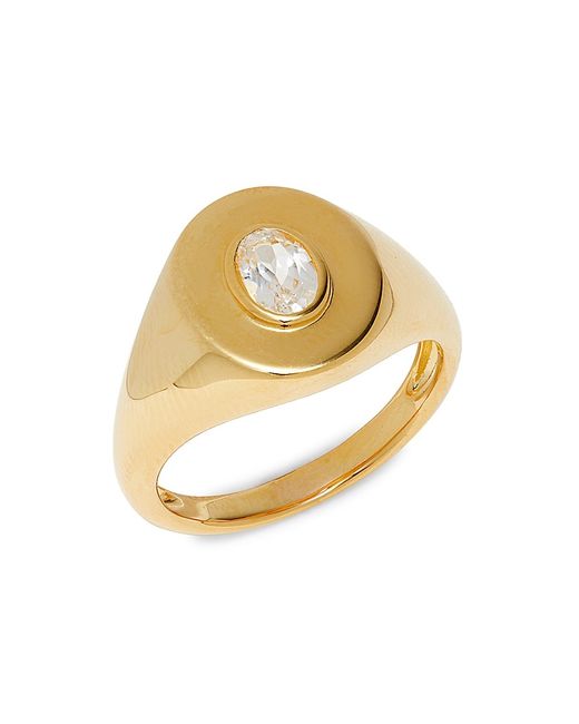 Saks Fifth Avenue 14K Goldplated Sterling White Sapphire Signet Ring