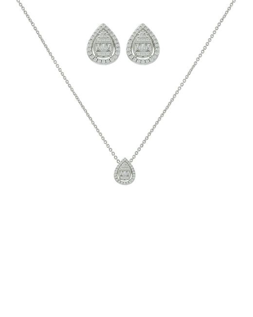 Jan-Kou 2-Piece Silvertone Cubic Zirconia Necklace Earrings Set