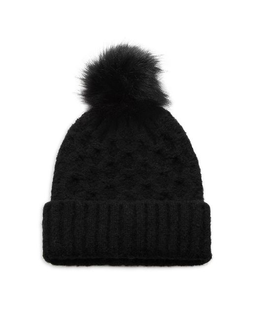 Marcus Adler NY Faux Fur Pom Cable Knit Beanie