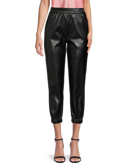 Renee C. Renee C. Faux Leather Cropped Joggers