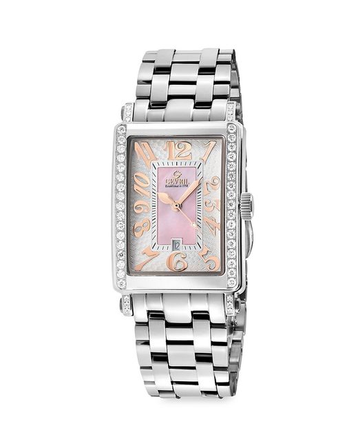 Gevril Avenue Of Americas 25MM Stainless Steel Diamond Bracelet Watch