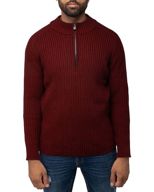 X Ray Ribbed Quarter Zip Sweater