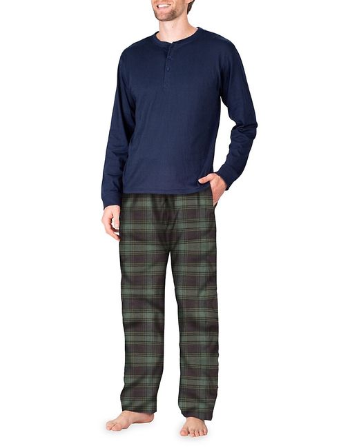Sleephero 2-Piece Henley Tee Flannel Pants Pajama Set