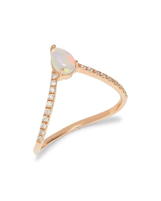 Saks Fifth Avenue 14K Opal Diamond Ring