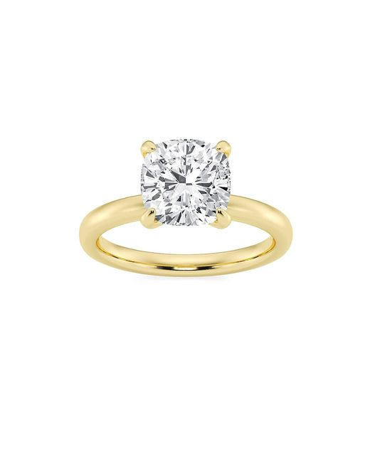 Saks Fifth Avenue Build Your Own Collection 14K Gold Lab Grown Cushion Cut Diamond Solitare Engagement Ring .