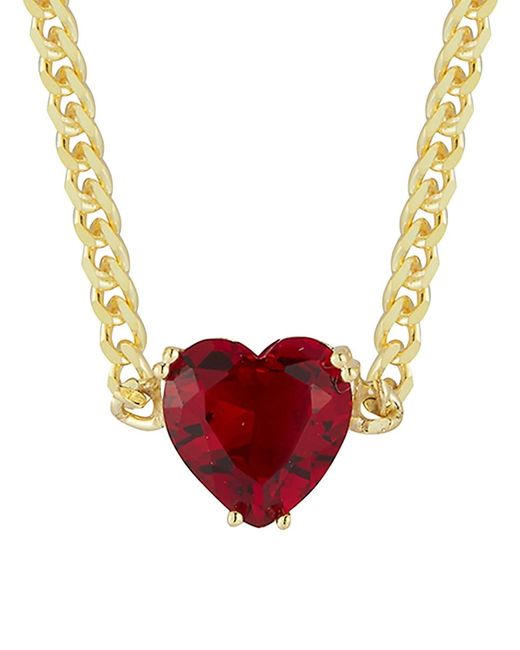 Chloe & Madison 14K Goldplated Sterling Heart Cubic Zirconia Curb Necklace