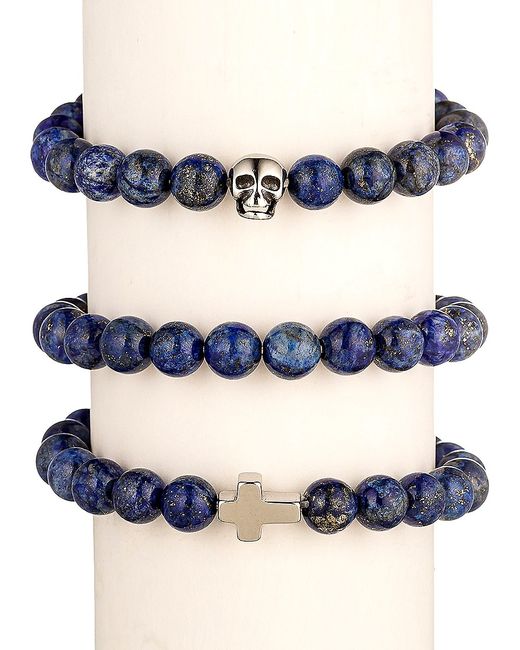 Eye Candy LA 3-Piece Titanium Agate Beaded Bracelet Set