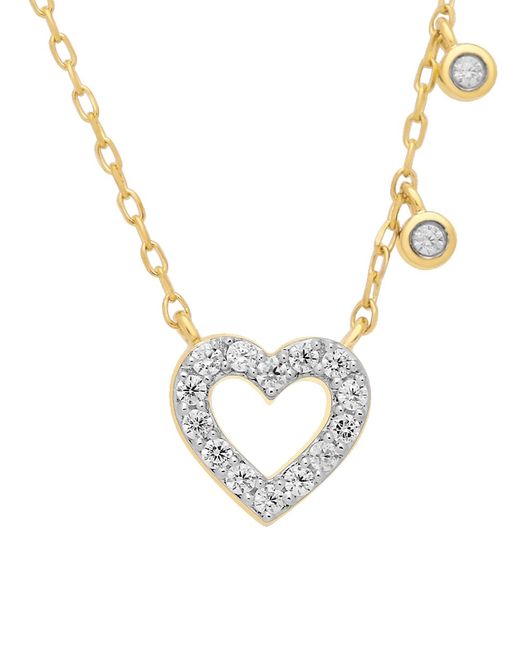 Verifine Demi Fine Amira Neckalce 18K Yellow Goldplated Sterling 0.20 TCW Diamond Heart Pendant Necklace/18