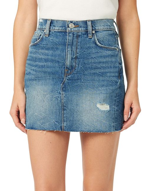 Hudson Jeans Viper Distressed Stretch Denim Mini Skirt 27 4