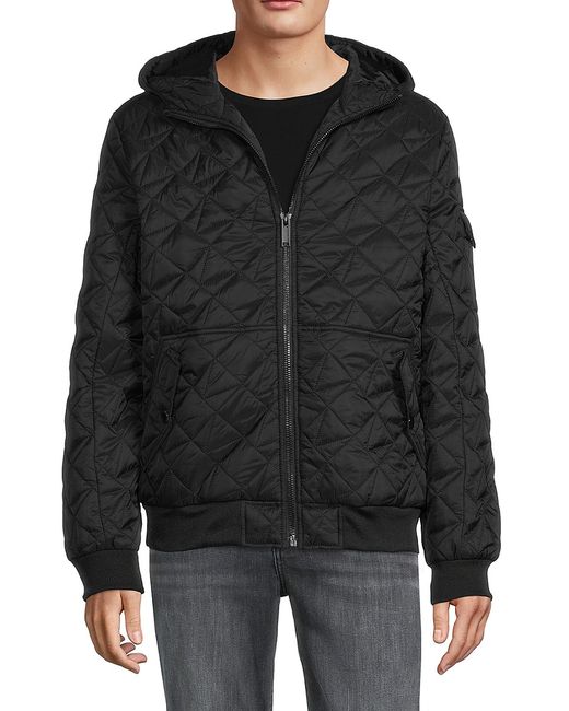 Karl Lagerfeld Diamond Quilted Hooded Bomber