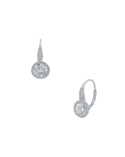 CZ by Kenneth Jay Lane Look Of Real Rhodium Plated Cubic Zirconia Huggie Earrings