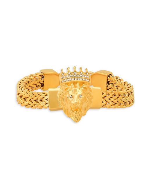 Anthony Jacobs 18K Goldplated Stainless Steel Simulated Diamond Lion Head Bracelet