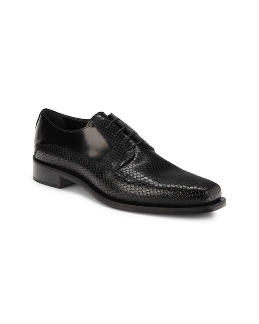 Costume National Snakeskin Embossed Leather Derby Shoes
